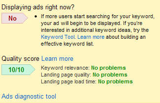 google adwords ad diagnostic tool